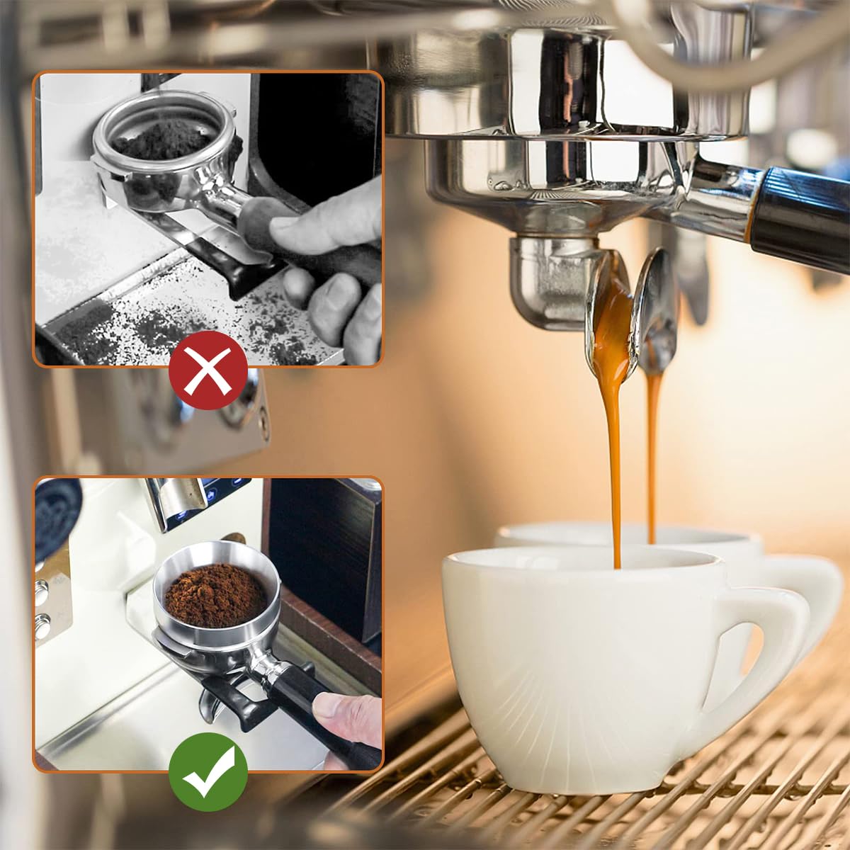 Supvox Portafilter Powder Ring for Espresso | 51mm Magnetic Stainless Steel 2PCS Accessory