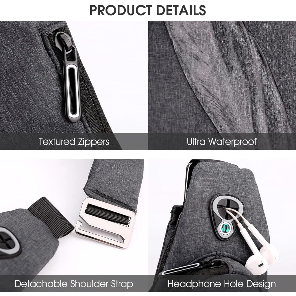 GUSTAVE Side Bag for Men with Waterproof Nylon Material and Adjustable Strap | Multi-Compartment Design for Travel