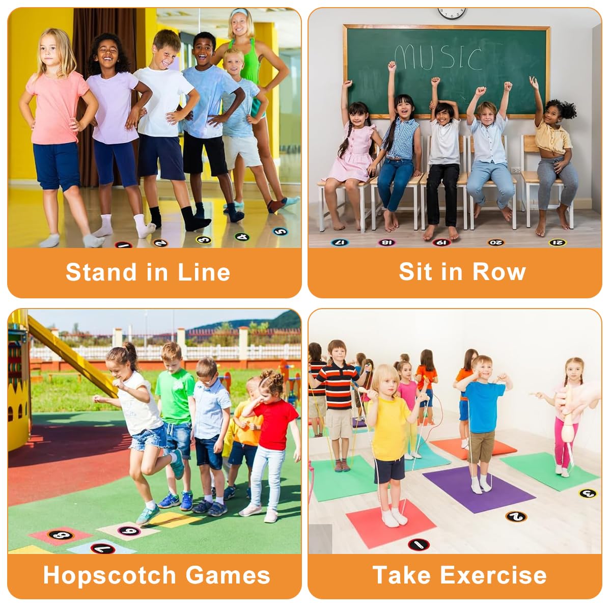 HASTHIP Stickers Set for Classroom Activities with 36PCS 4in Number Spots | Waterproof Vinyl