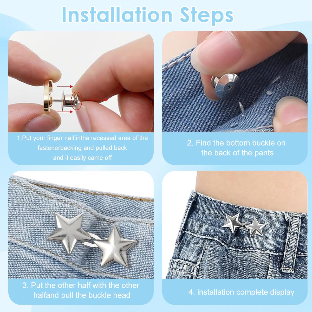 SANNIDHI Jeans Tightening Clips Kit for Instant Waist Adjustment with 12 Metal Pins | Reusable Fit Solution for Women Skirts and Trousers