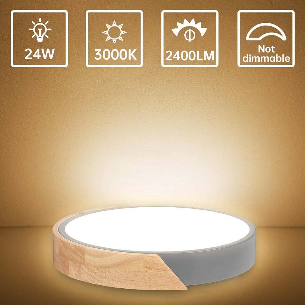 ELEPHANTBOAT® 24W Warm White Celling Light for Home, Modern LED Ceiling Light 3000K Acrylic Square LED Ceiling Lamp for Hallway Office Bedroom Kitchen Living Room