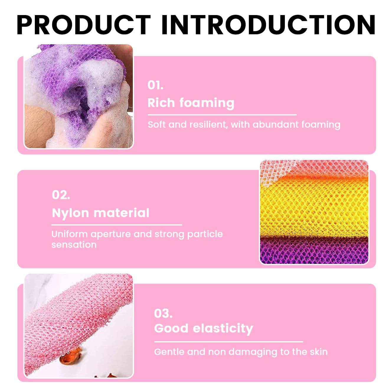MAYCREATE Reusable Mesh Bathing Net for Gentle Body Cleansing 30x80cm | Soft Exfoliation