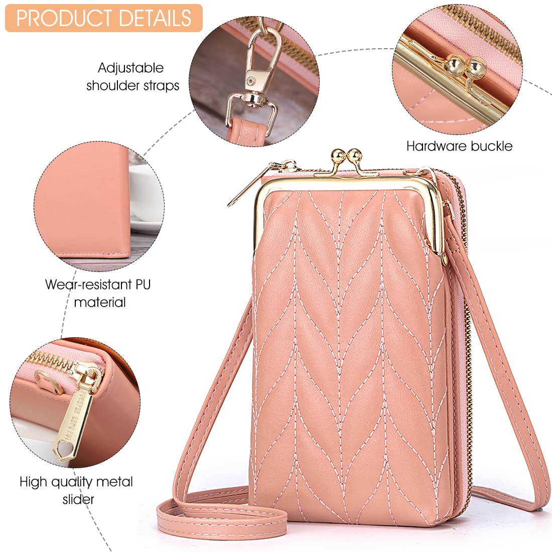 ZIBUYU Mobile Sling Bag for Women Stylish Latest Shoulder Sling Bags for Girls Designer Cross Body Bag Small Phone Bag PU Leather Sling Bags for Women Gift for Girls - Black