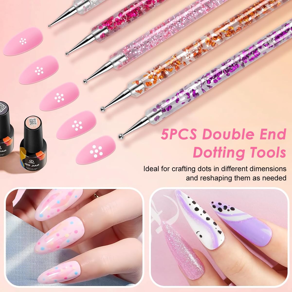 MAYCREATE Nail Art Tools Kit for Nail Design with Dual Head Dotting Tools & Liner Pens Set of 10