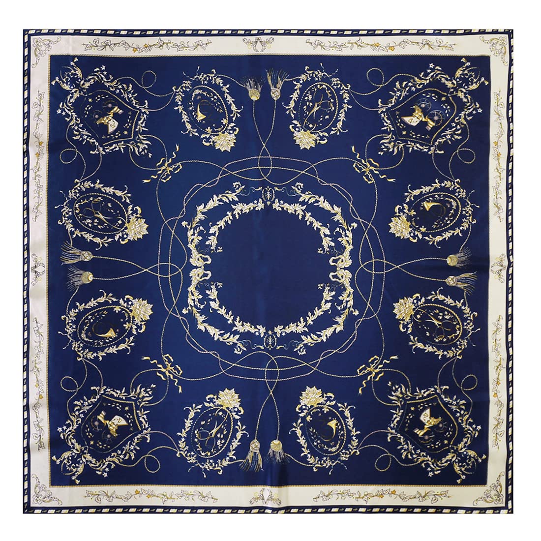 ZIBUYU Head Scarf for Women Satin Square Silk Material Women and Girl Scarf for Medium Size Head Scarf for Women, 35 inch - Blue