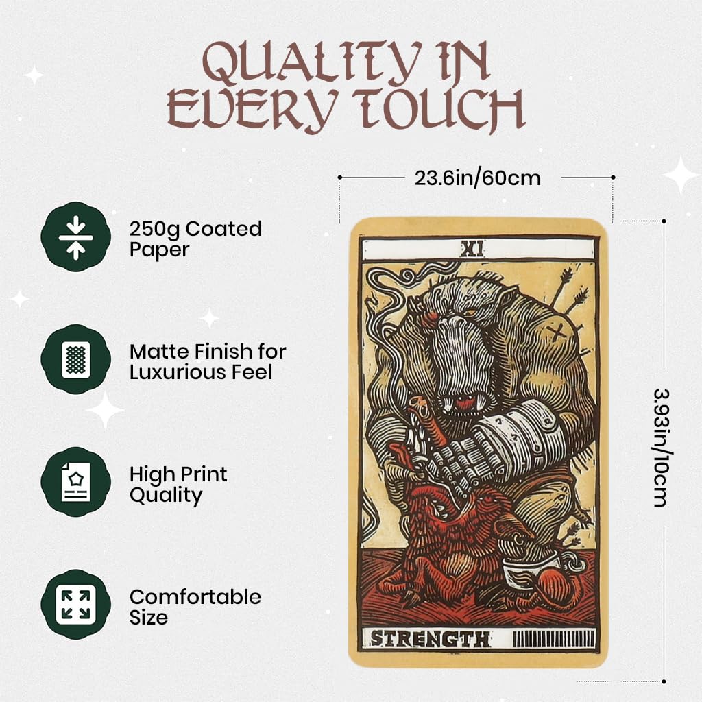 PATPAT Tarot del Toro Tarot Deck for Divination with 78 Cards and Beginner Guidebook | Dark Fantasy Artwork