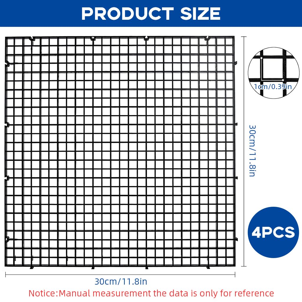 Qpets® 4pcs Fish Tank Dividers Kit, Mesh Screen with 4 Suction Cups PP Plastic Aquarium Dividers Isolation Boards Tank Separators for Dividing Fish, Turltes, Lizards