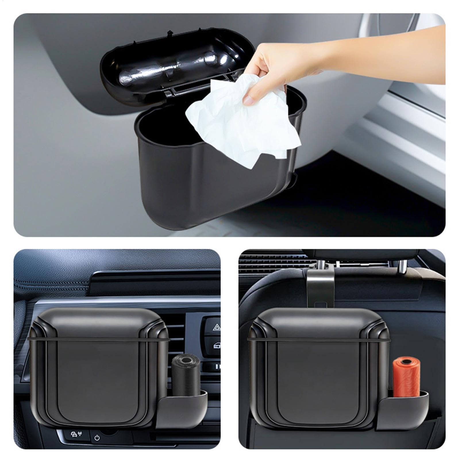 STHIRA Car Trash Bin for Air Vent and Door with Flip-up Lid 20x13x6.6 cm | ABS Organizer