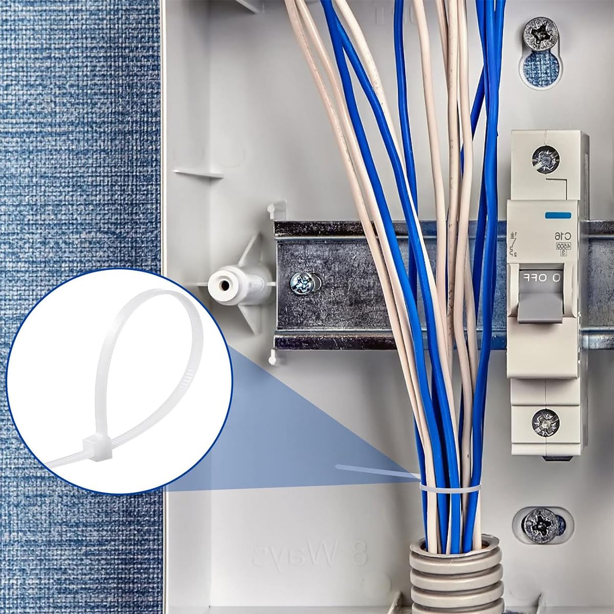 HASTHIP Cable Ties for Home Office and Outdoor with Release Latch 100 Pcs 200 mm | White Nylon Wire Organizer