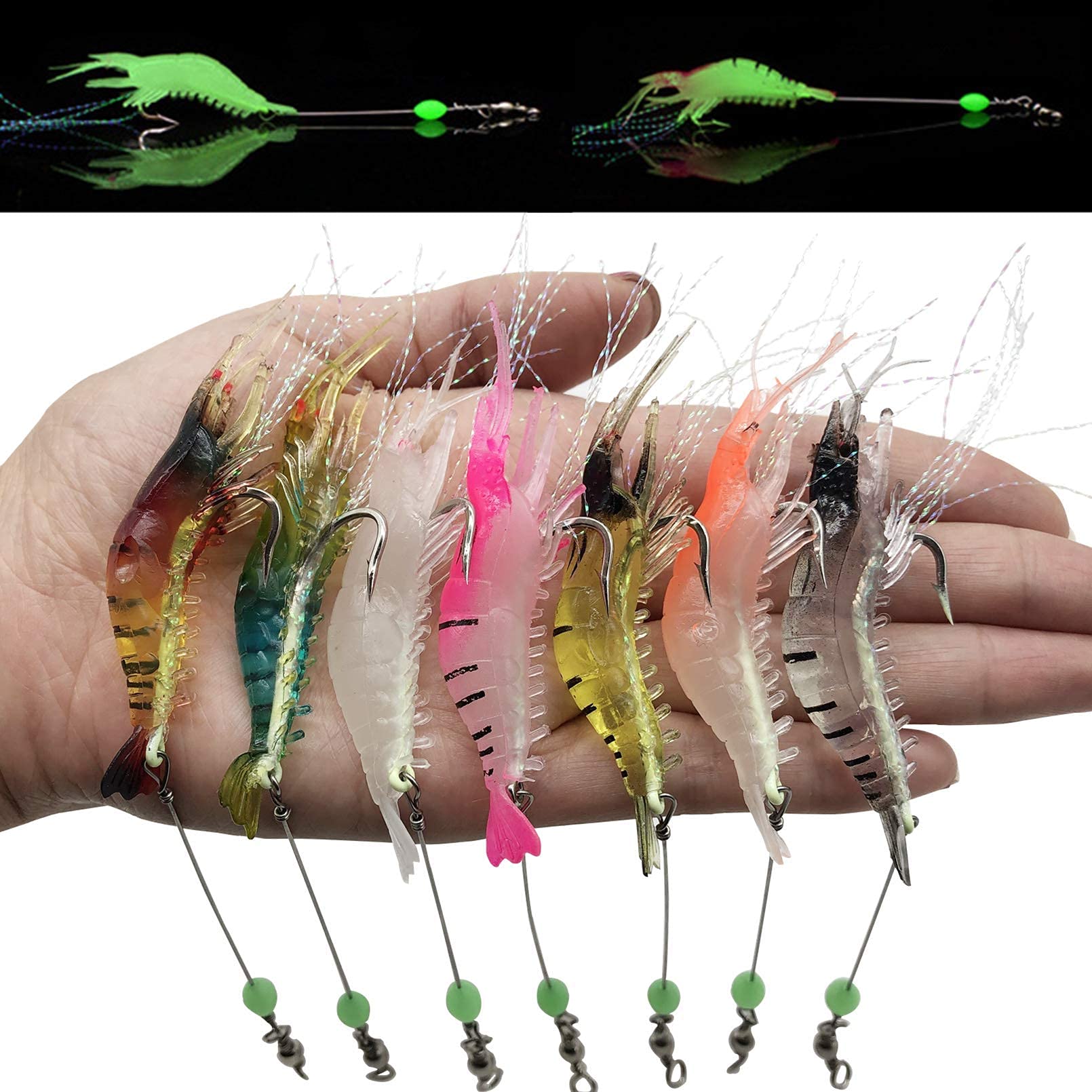 Proberos Fishing Lures for Freshwater and Saltwater with Luminous Shrimp Design | 7 PCS Set