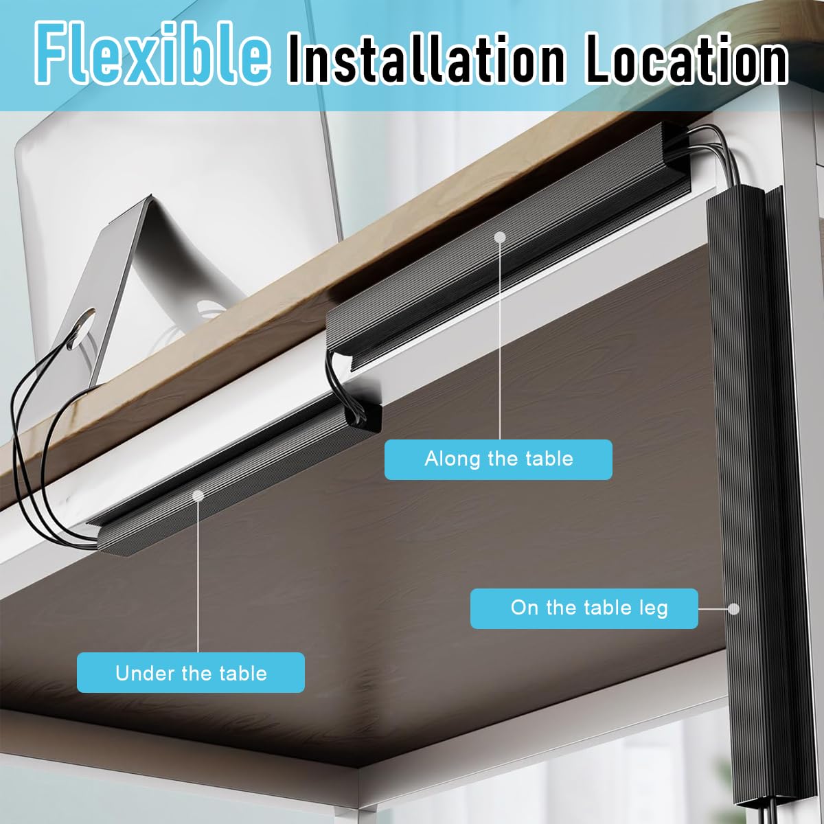 Serplex Cable Management Under Desk for Home and Office with 15.7 in Adhesive Tray | 2 Pcs Organizer