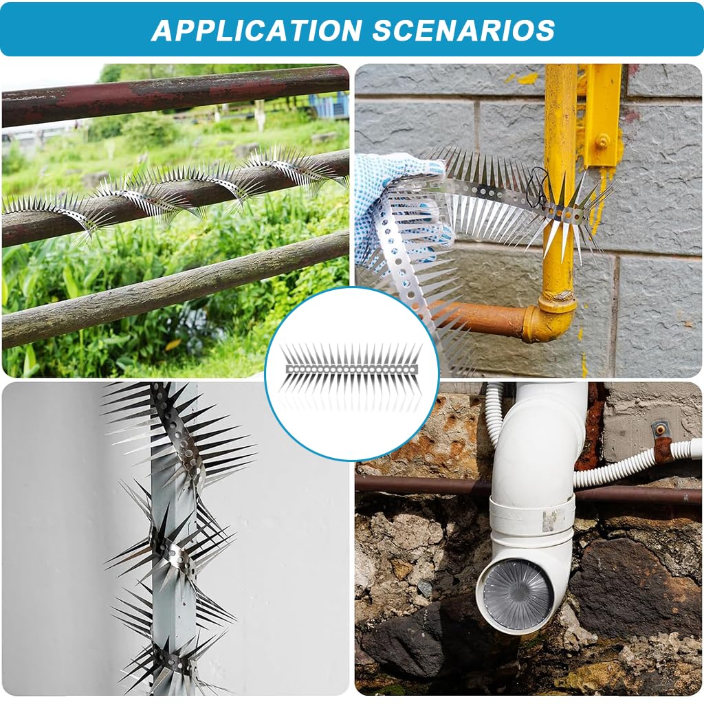 HASTHIP Anti Bird Spike Strips for Pigeons and Cats with Dual Row Design 0.5 m Stainless Steel | Easy Installation