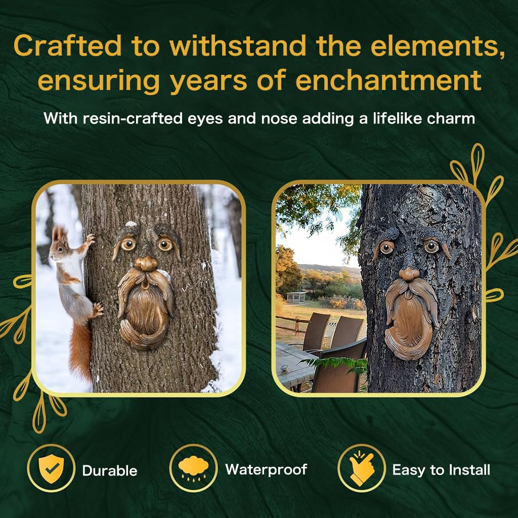 HASTHIP Bird Feeder for Garden and Patio featuring Resin Wood Spirit Design | Tree Mounted Outdoor Decor