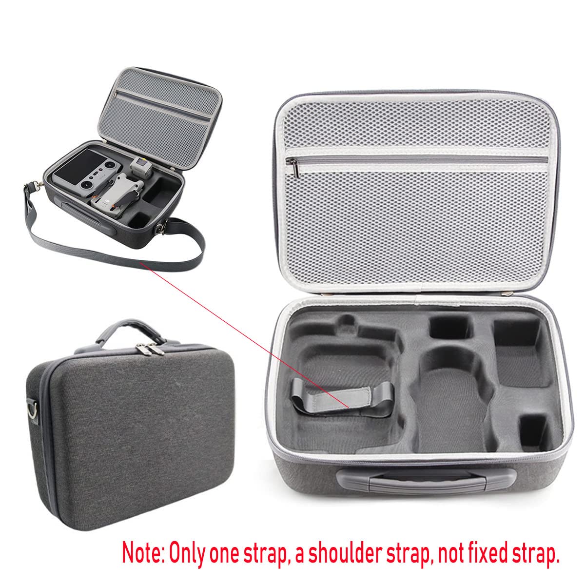 HASTHIP Carrying Case for DJI Mini 3 Pro, Portable Compact Storage Bag Hard Case Set with Strap Storage Travel Case Compatible with DJI Mini 3 Pro and Drone Controller Accessories Bag (Case Only)