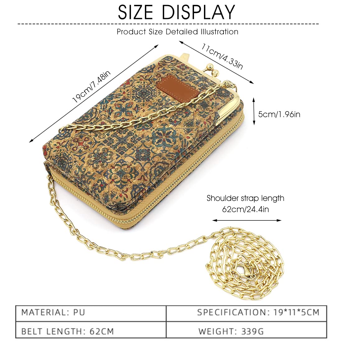 PALAY Crossbody Phone Bag for Women with 19x11x5cm Multi Layer Storage and Beige Art Print