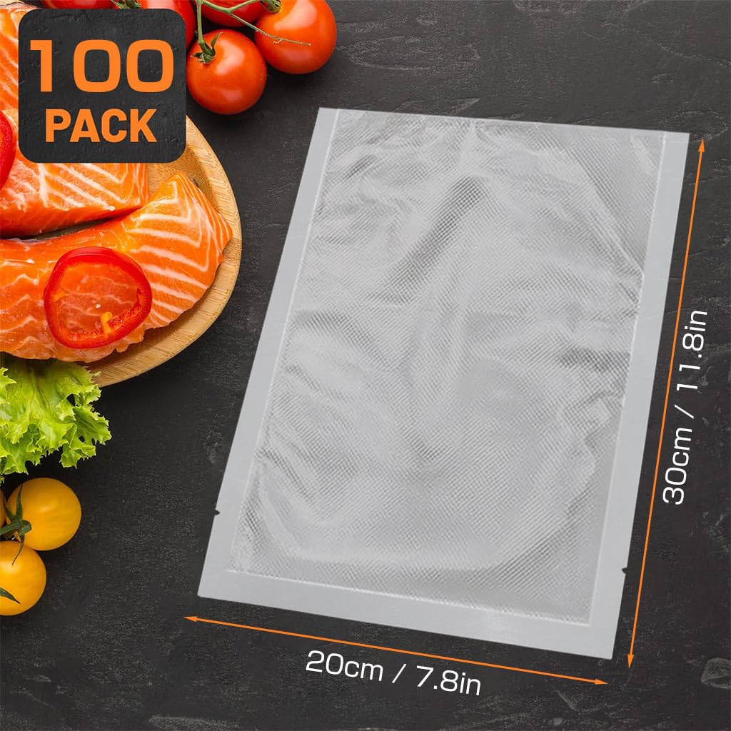 HASTHIP® 100Pcs Vacuum Sealer Bags, 5.9 x 9.8 Inch Vacuum Sealer Bag, Puncture Resistant Sous Vide Bag, Great for Vac Storage, Meal Prep or Sous Vide, BPA Free