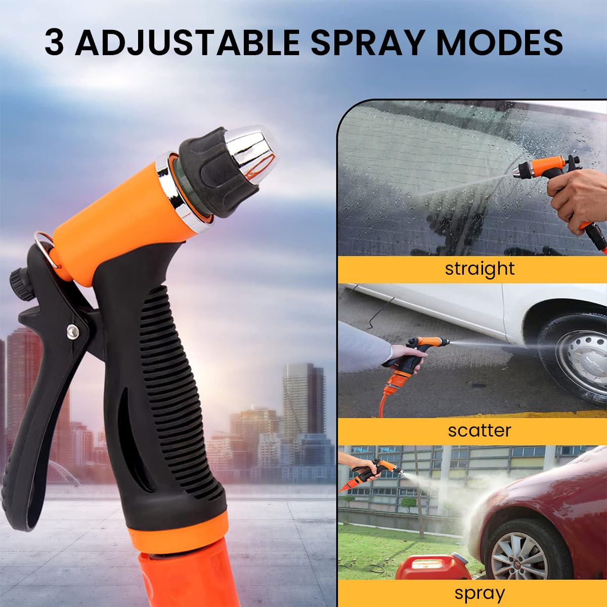 STHIRA 12V Portable Electric Car Washer for Cars and Bikes with 100W 60Psi Pump | 3 Spray Modes and Copper Coil Design