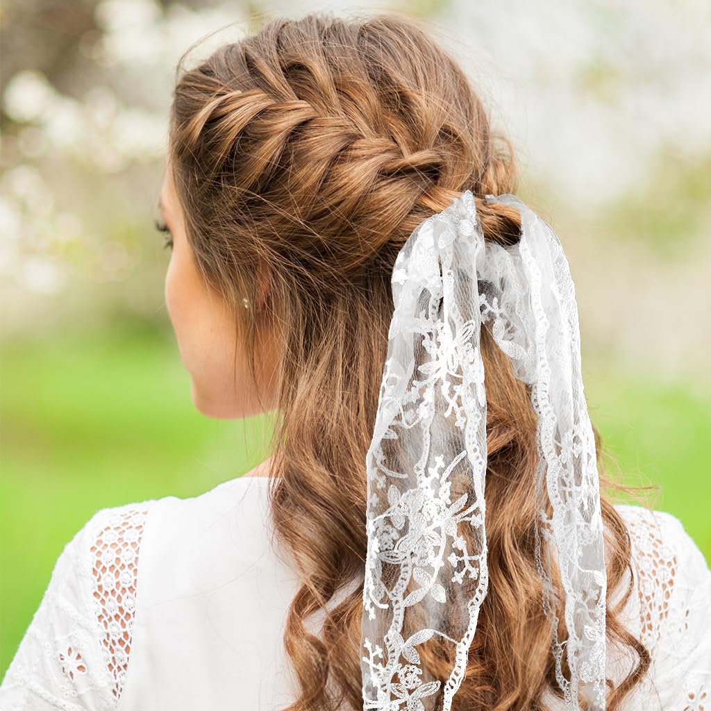 SANNIDHI Lace Head Scarf for Women featuring Triangle Tie Back Design and Floral Jacquard Lace