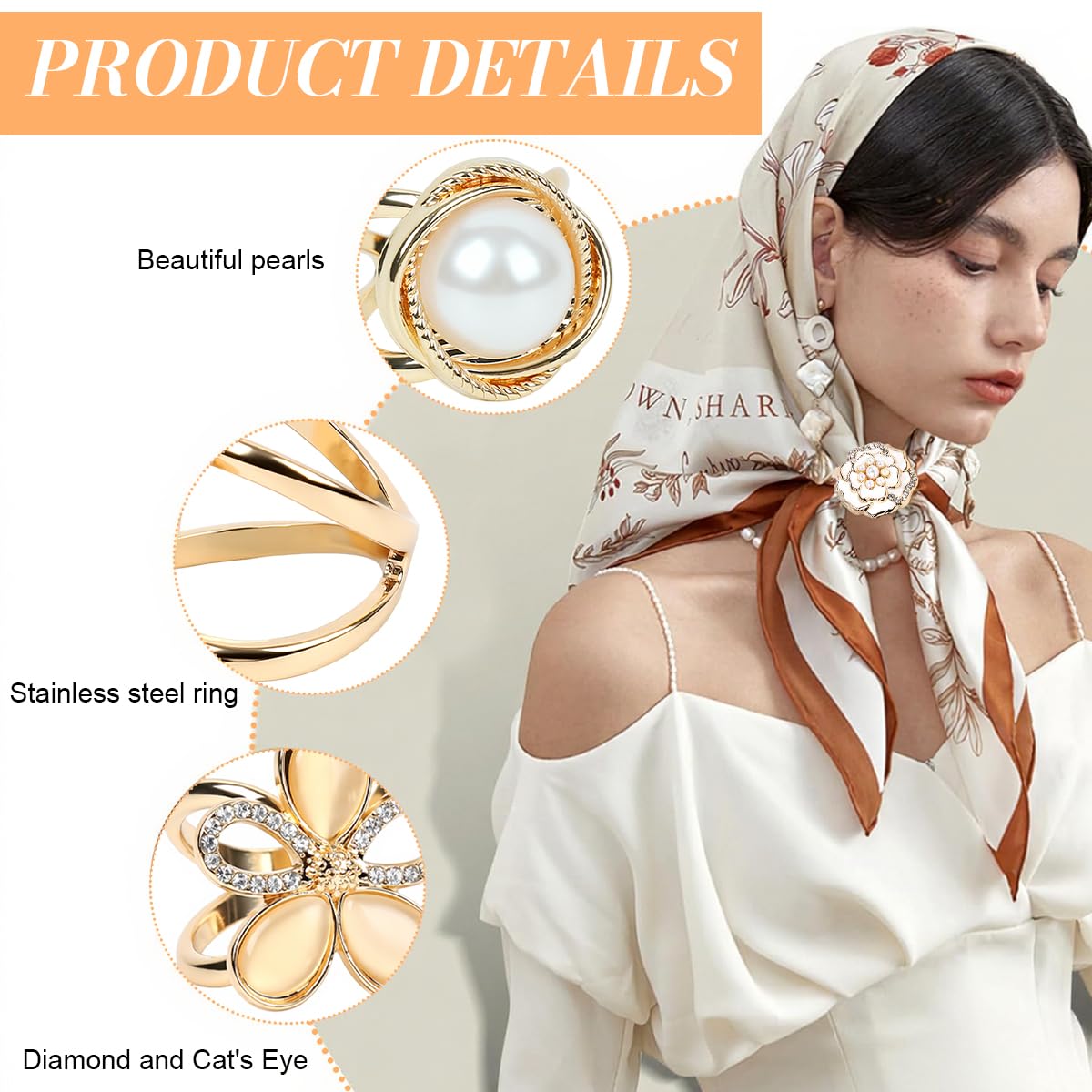 SANNIDHI Scarf Rings Buckle and Slides for Women Scarves and T Shirt Ties Clip Gold