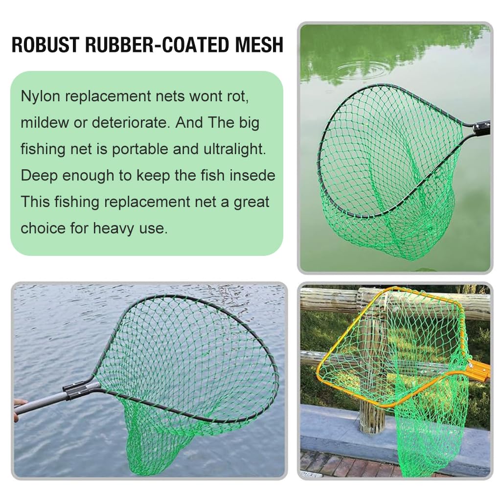 Proberos® 2Pcs Replacement Nets for Fishing Landing Net Frame 40-50cm Diameter Replacement Net 2 inches Mesh Fishing Net Replacement Universal Fishing Landing Net Replacement