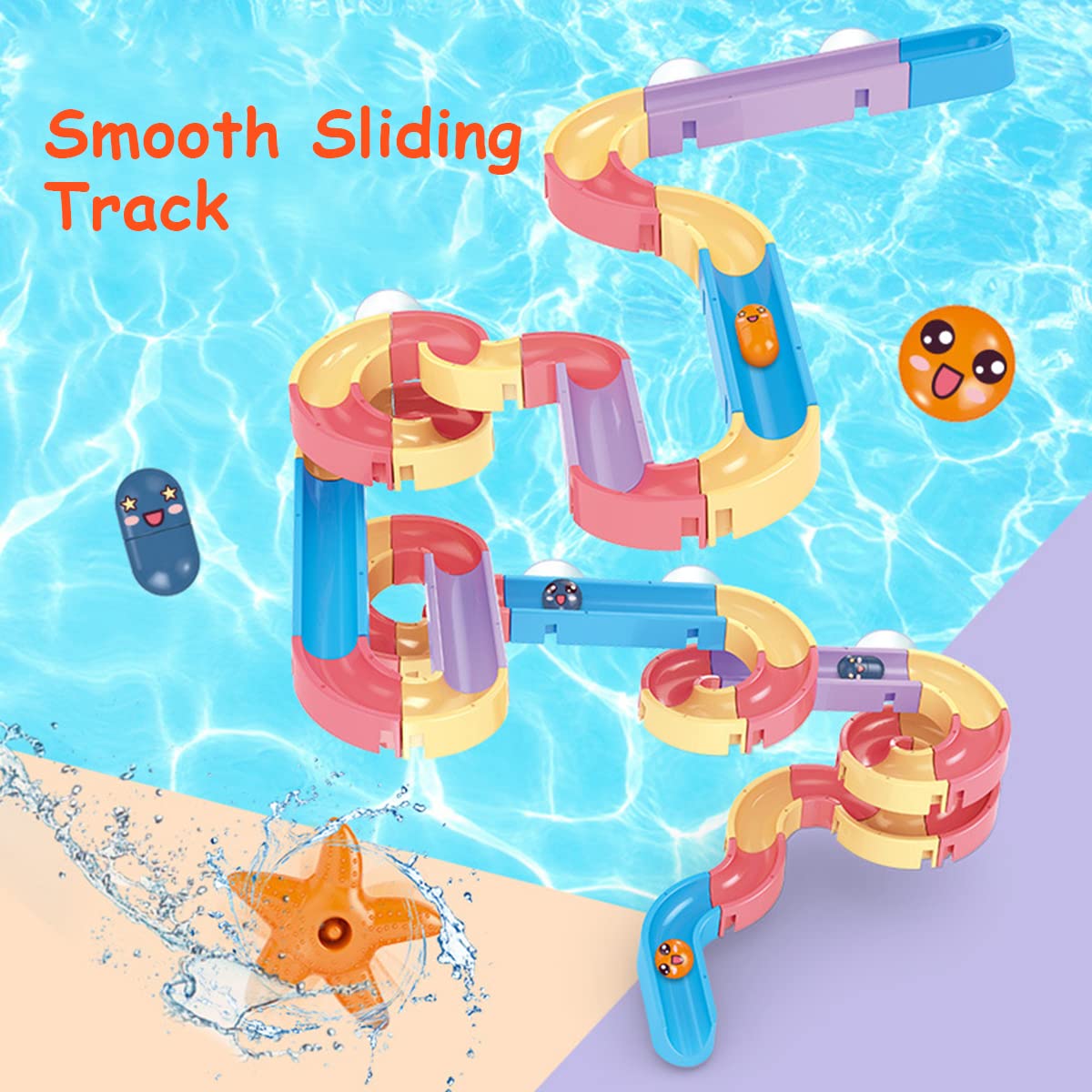 PATPAT Slide Bath Toys for Baby with 36pcs DIY Rail and Suction Cups | Fun Water Play