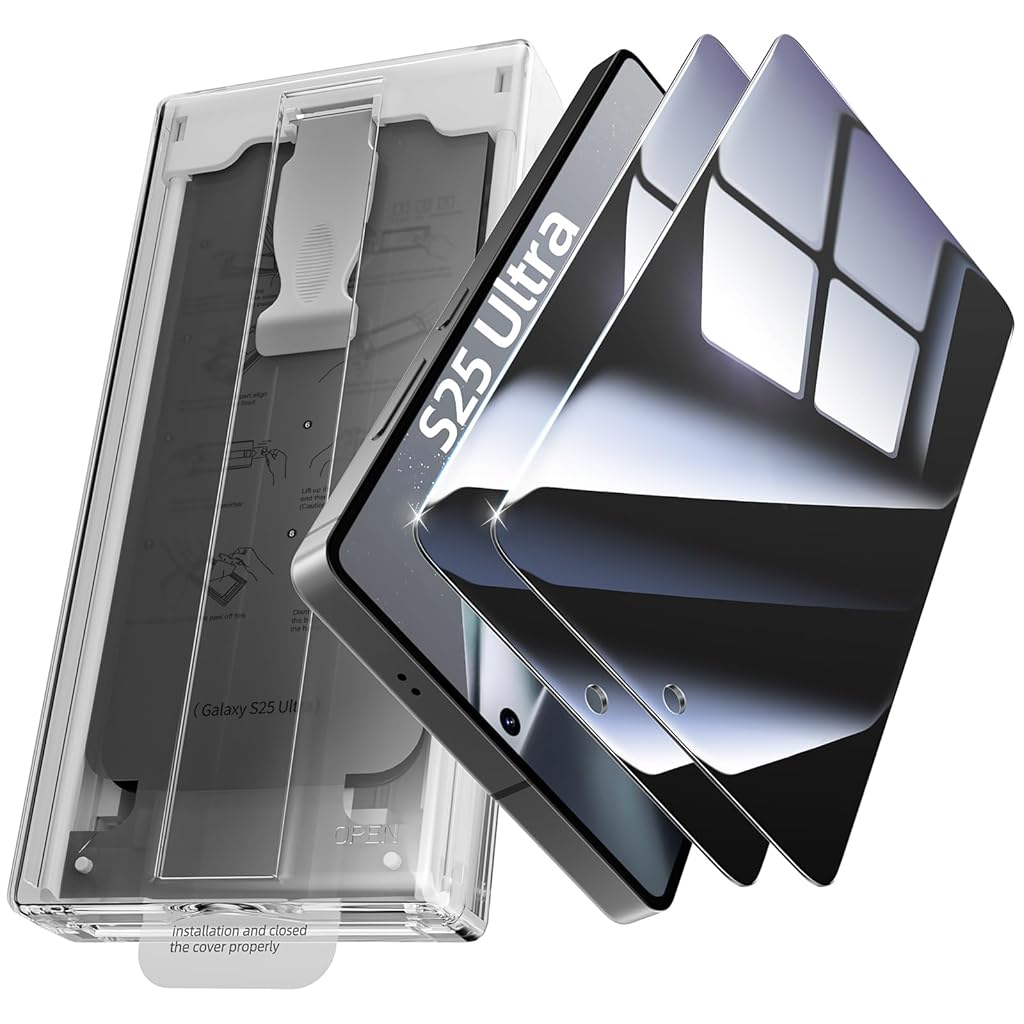 ZORBES® Compatible with Samsung S25 Ultra 2Pcs Screen Protectors HD Tempered Glass Privacy Screen Protectors Anti-scratch Screen Protectors with  Screen Alignment Tool & Accessories Pack