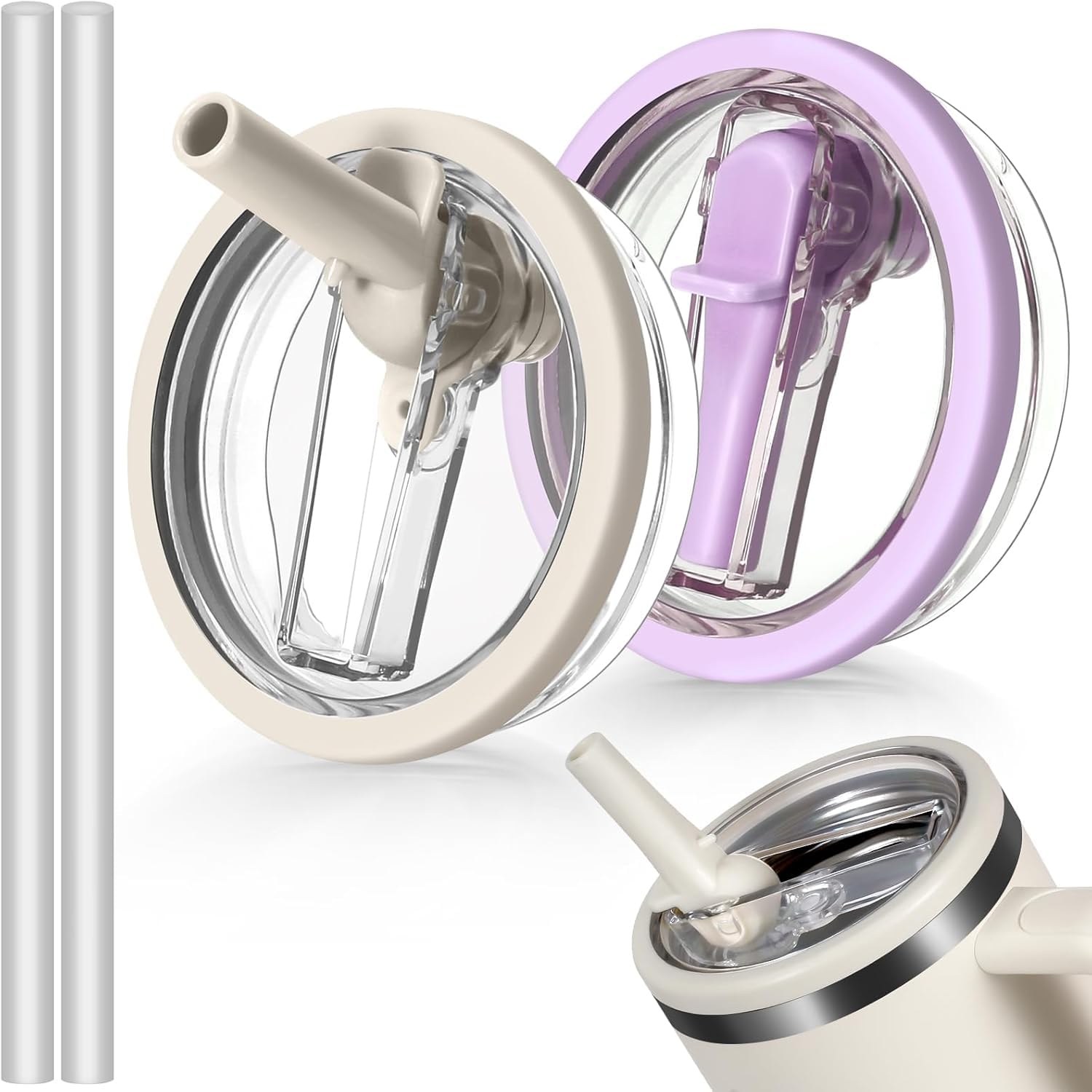 HASTHIP Drinking Straw Lids for 40Oz Tumbler featuring 9.9cm Fit and Folding Nozzle | Transparent Design