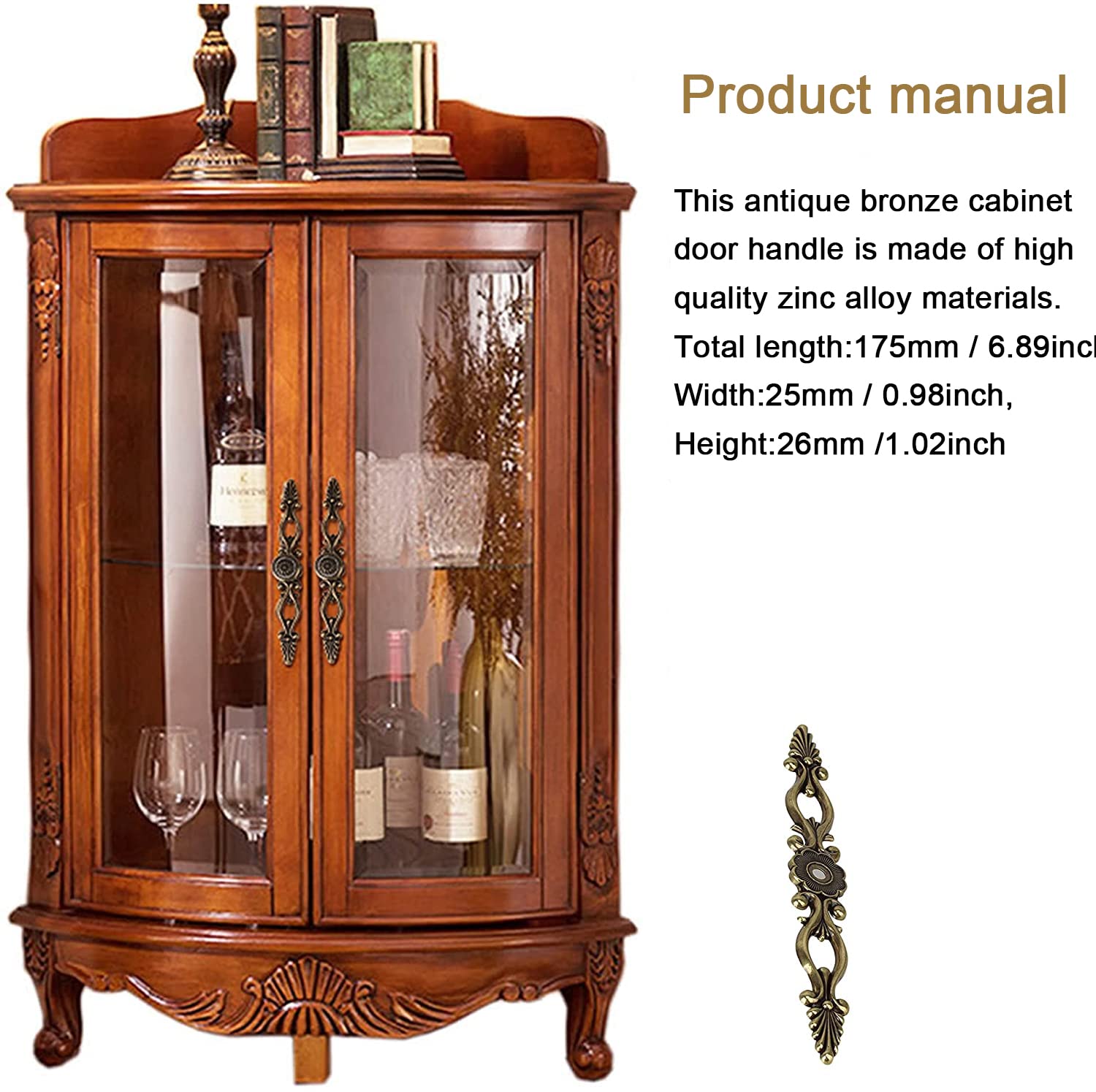 HASTHIP Brass Cupboard Handle for Cabinet and Drawer with 128mm Hole Pitch | Antique Finish