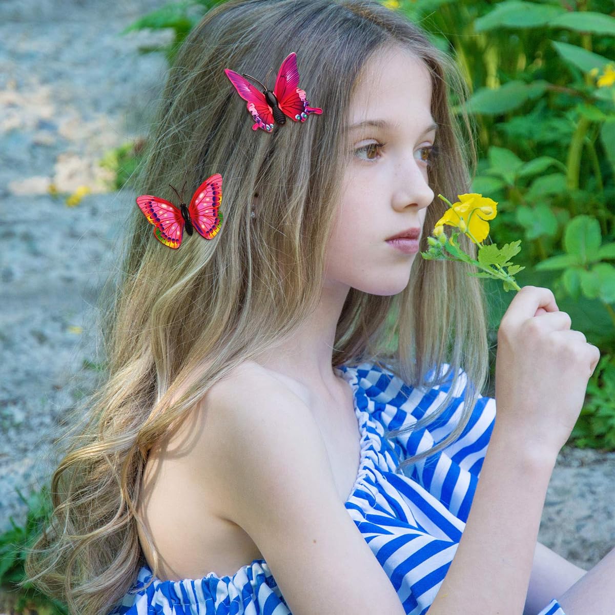 PALAY Butterfly Hair Clips for Girls with Clip-On Design 50pcs 2.36in Blue and Purple