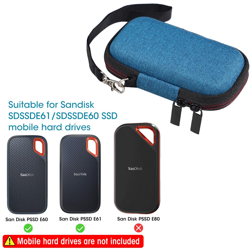 ZORBES SSD Case for SanDisk E60 and E61 Series with 12.2×8×3.5 mm EVA Hard Shell | Plush Lining and Mesh Pocket