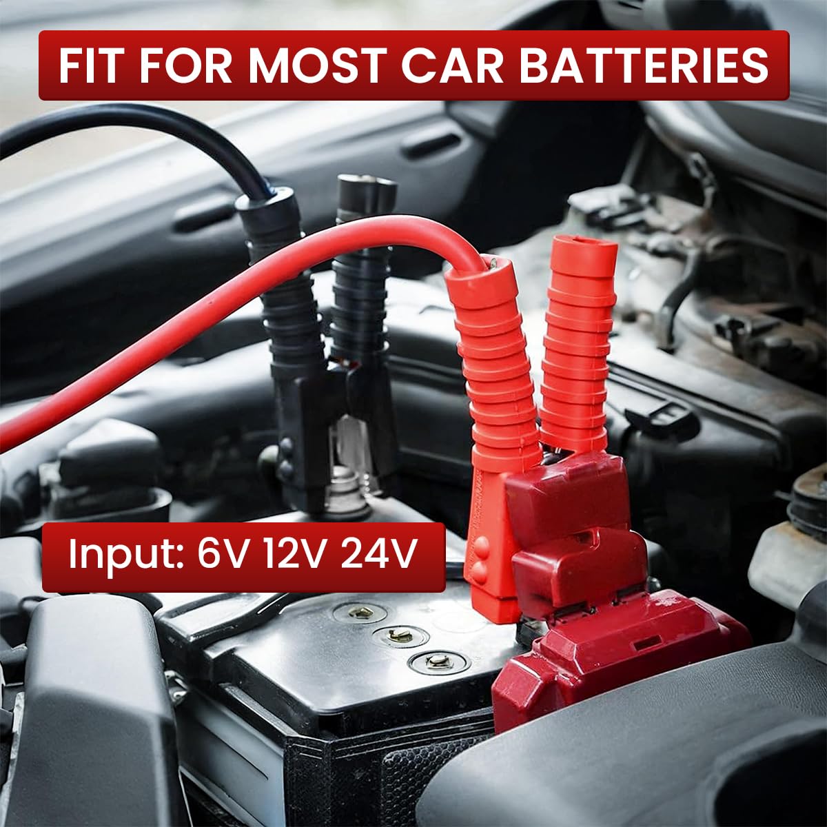 STHIRA Jumper Cables for Car Emergency with 9.8 ft Length and Large Insulated Clips