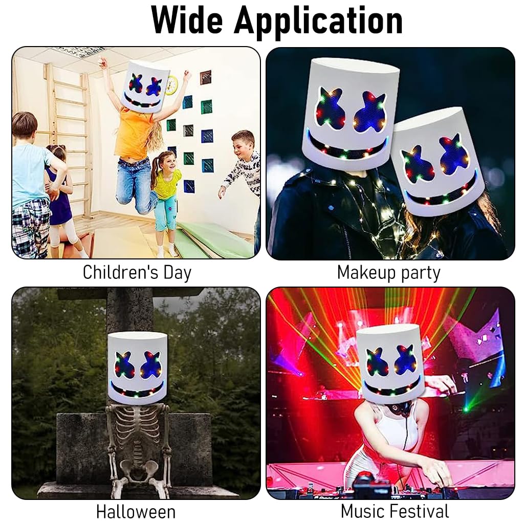 Optifit Halloween LED DJ Mask for Music Festivals with 5 Light Modes and Breathable EVA Design