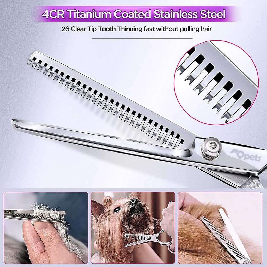 Qpets Dog Grooming Kit 5 Pack for Home Pet Care with 6in Stainless Scissors & Ergonomic Design