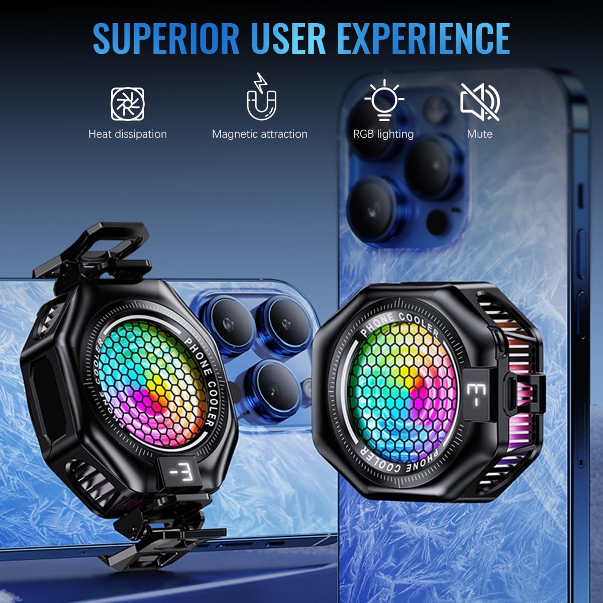 ZORBES Phone Cooler for Gaming with 9 Blade Fan and Semiconductor Cooling | RGB LED Design