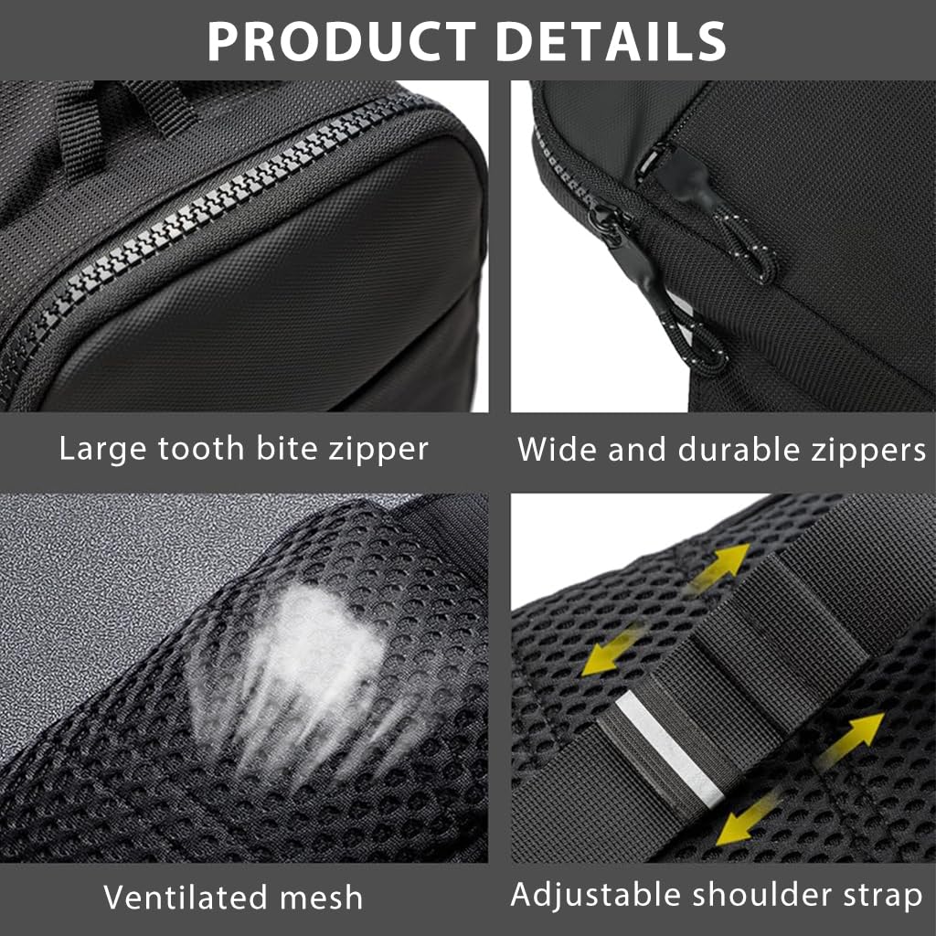 GUSTAVE Small Sling Bag for Men with 7.2 in Capacity and Double Layer Zipper Pouches | Lightweight Waterproof Nylon Crossbody