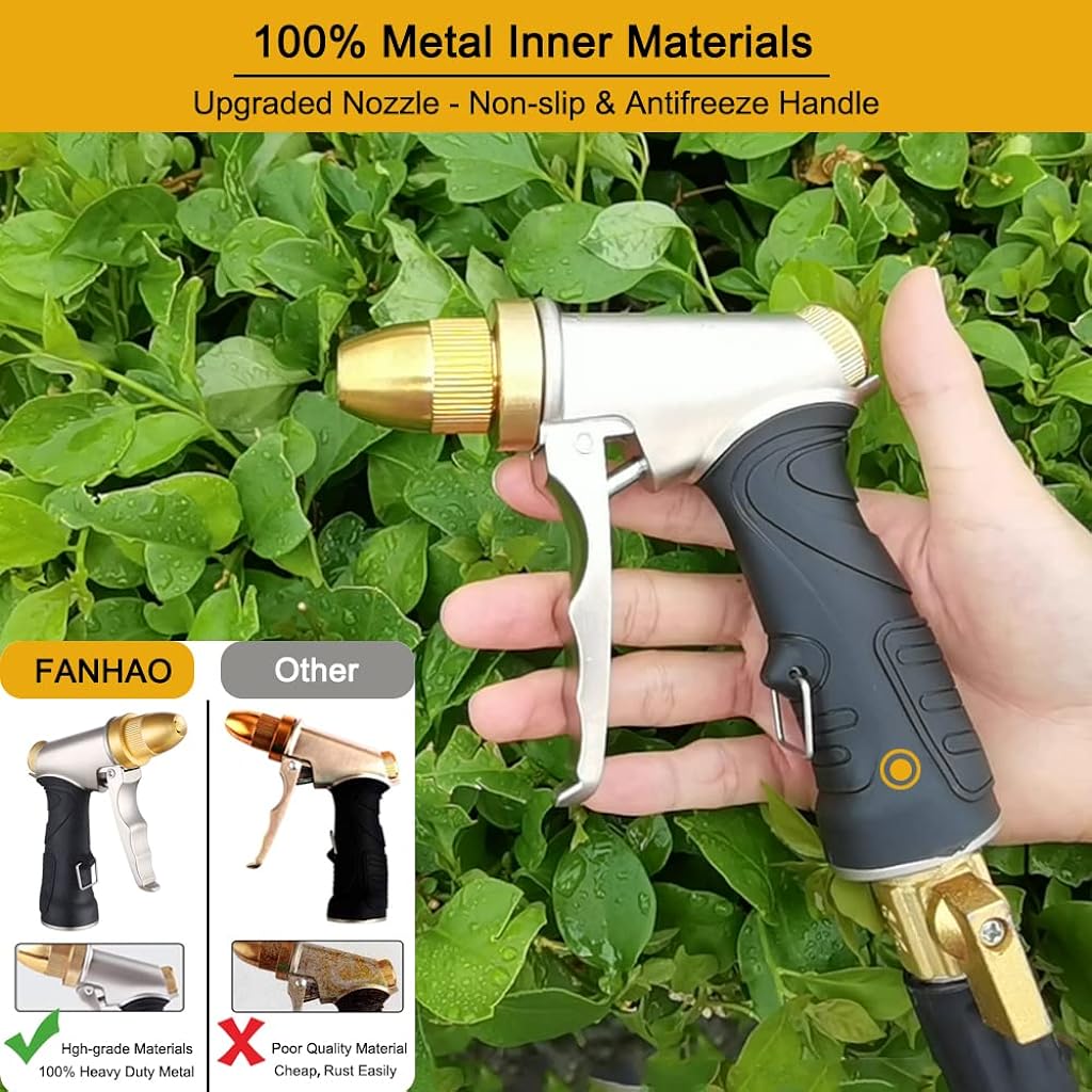 Serplex® High Pressure Garden Hose Spray Gun, Heavy Duty Metal Watering Sprinkler with Brass Connectors for Car & Pet Washing/Watering Garden, Suitable for all standard garden hoses of 3/4''