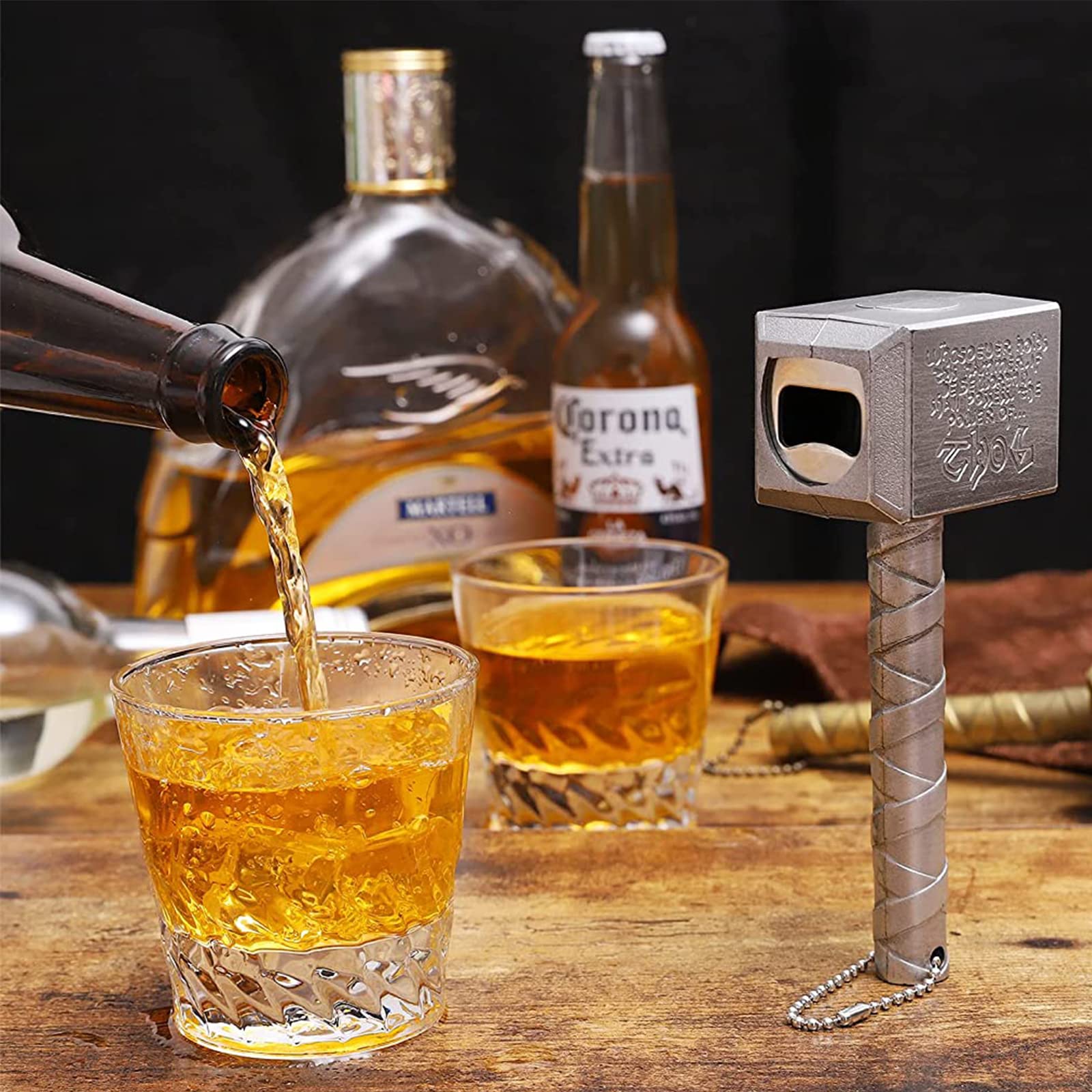 HASTHIP Bottle Opener for Party with 17×5 cm Easy Grip Handle and Thor’s Hammer Design | Metal Gift for Wine Lovers