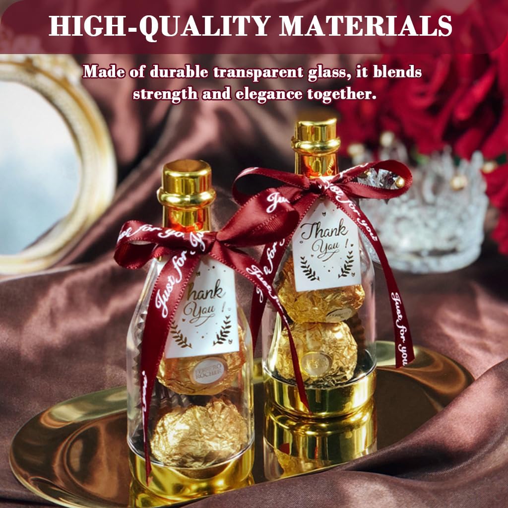HASTHIP Mini Champagne Bottle Gift Boxes for Party Favors with Ribbon Decoration 6 Pcs 4.5x11.5cm Clear Glass | Weddings and Celebrations