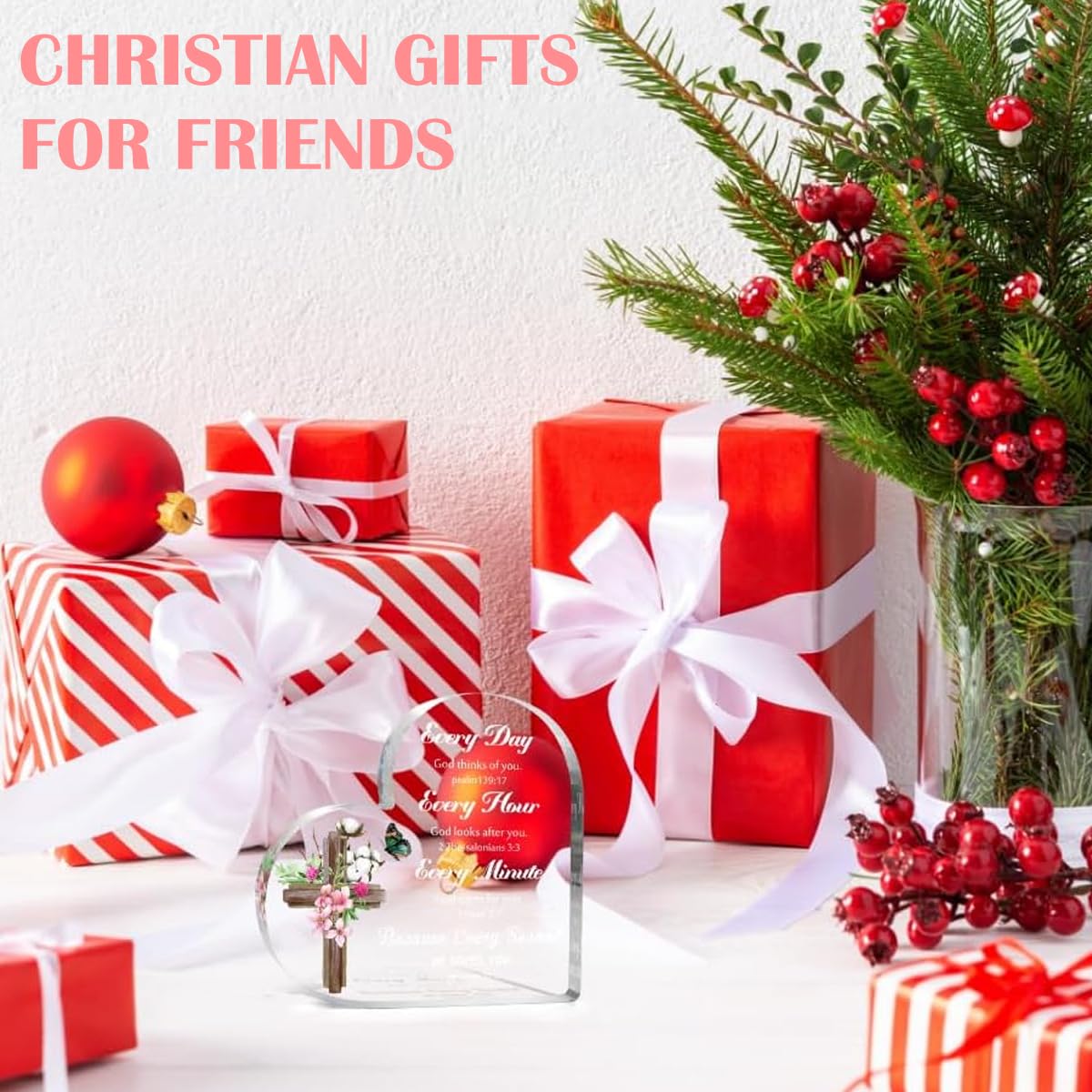 HASTHIP Christian Gifts Acrylic Heart Plaques for Women with Bible Verse Inspiration | Religious and Spiritual Gifts for Mom Friend or Sister