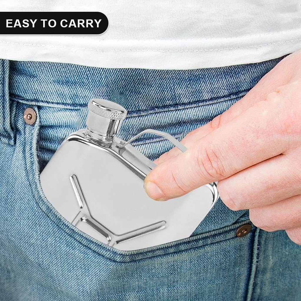 Supvox Liquor Flask for Travel with Leak‑Proof Cap 7oz Vintage Gasoline Barrel Design