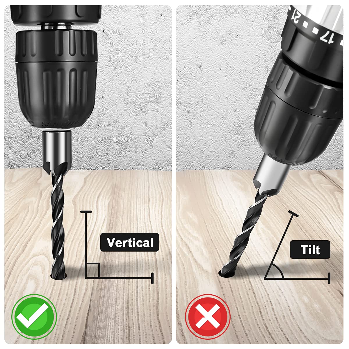 ZIBUYU® Countersink Drill Bits Set Woodworking Drill Bits for Woodwork, PVC, Plywood Chamfer High Carbon Steel Drill Bits for Wood, 3 4 5 6 7 8 10mm with Hex Key - 7 Pcs