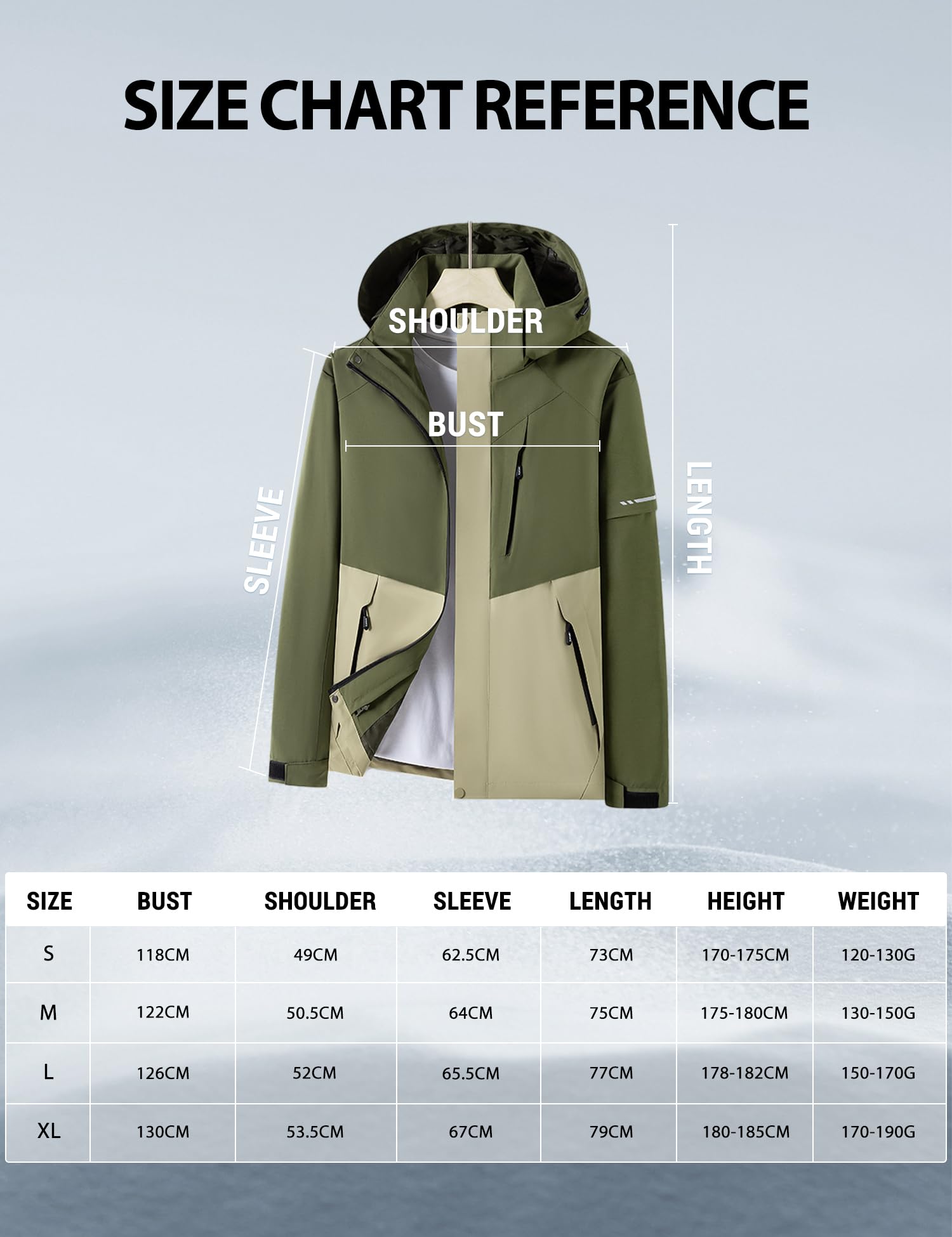 Venzina Men's Lightweight Jacket for Hiking and Cycling with Reflective Sleeves | Breathable Water‑Repellent Windbreaker in Army Green XL