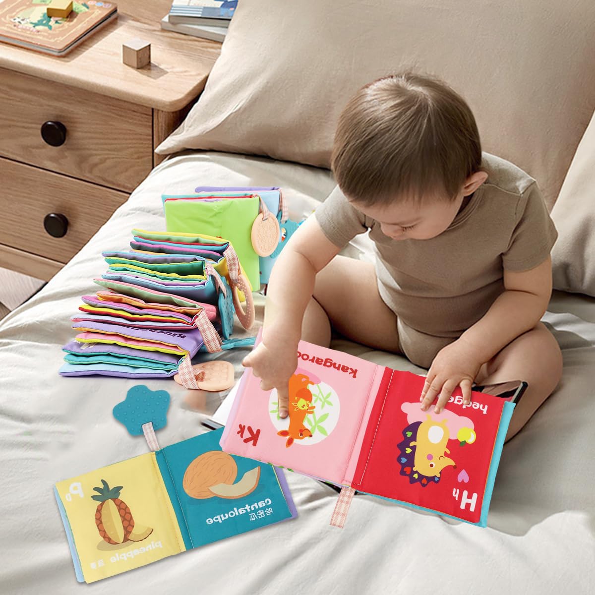 SNOWIE SOFT Baby Cloth Books for Sensory Learning with BB Sound and Sa Sa Paper | 6 Themes 2 PCS
