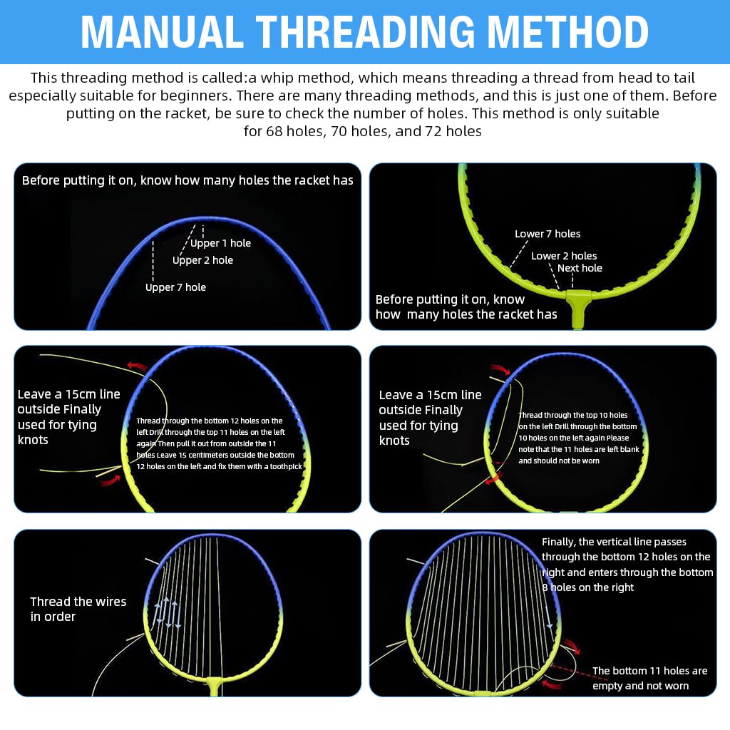 Proberos Badminton Racket Strings Set for 2 Rackets with Tools and 0.78mm Nylon Fiber | 10m Rolls
