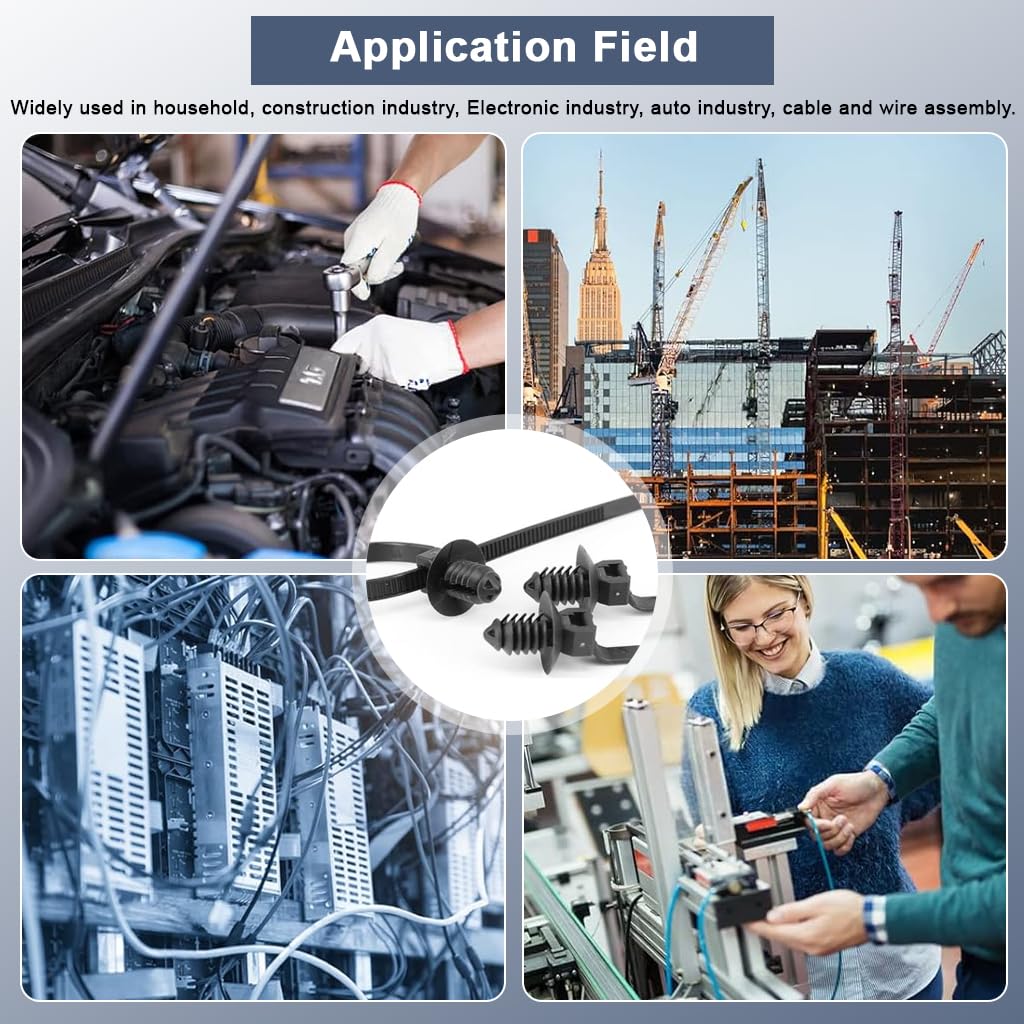 STHIRA Cable Ties 160 Pcs for Car Home and Office featuring Push Mount Self Locking Nylon | 5 Assorted Sizes for Easy Cable Management