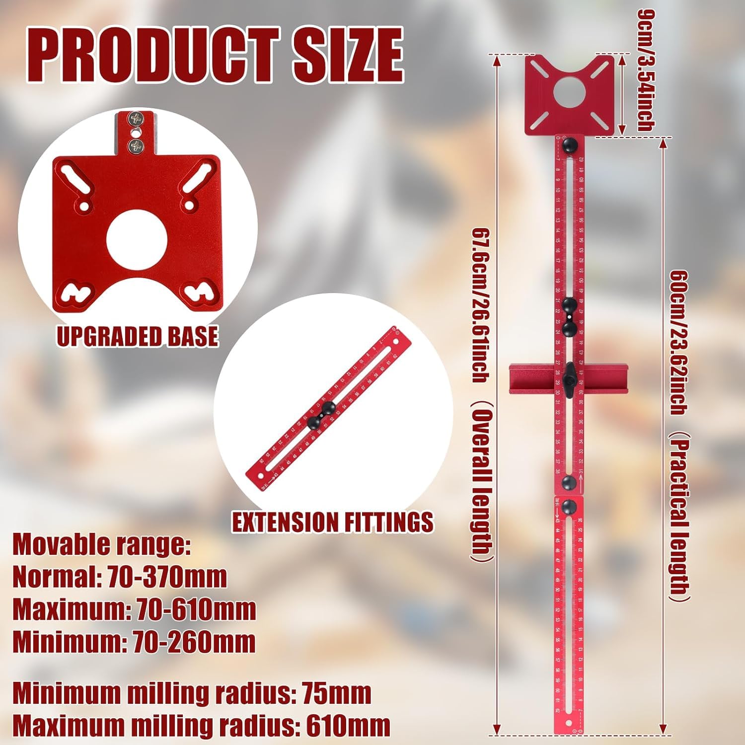 Serplex Router Circle Cutting Jig for Woodworking with 610mm Rail and Dual Scale Precision System