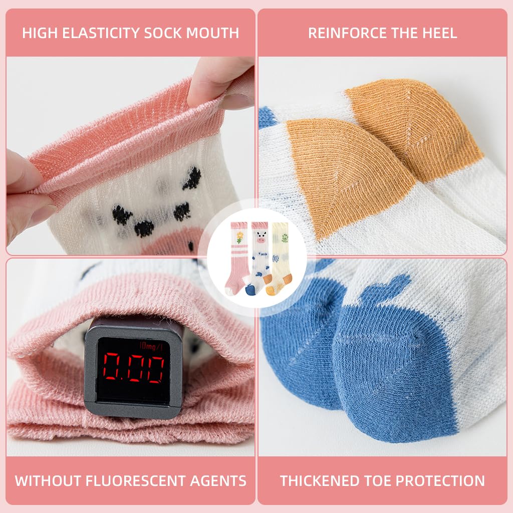 SNOWIE SOFT Baby Stockings for Girls with Breathable Mesh and Soft Cotton Blend | 3 Pairs for 1–3 Years