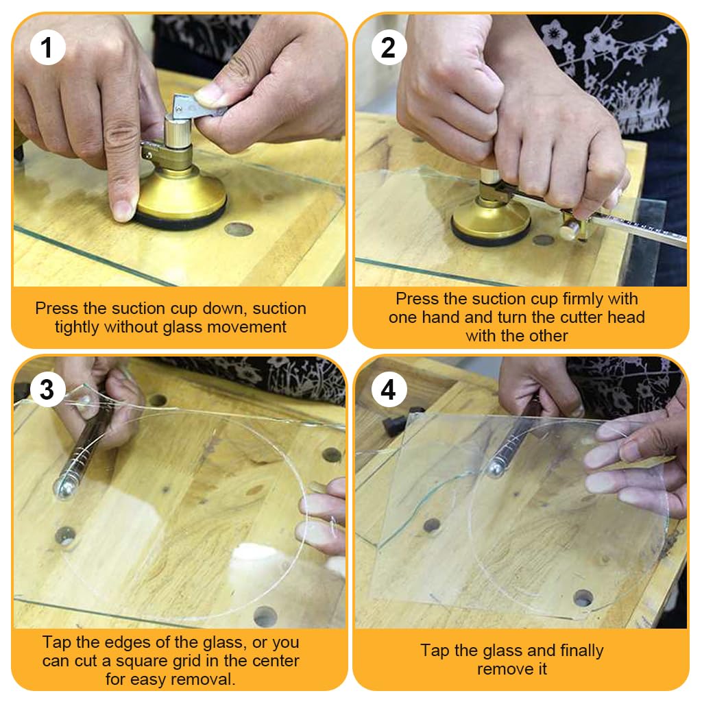 Serplex Glass Circle Cutter for Professional Cutting with 24 in Range and 360° Rotatable Alloy Blades
