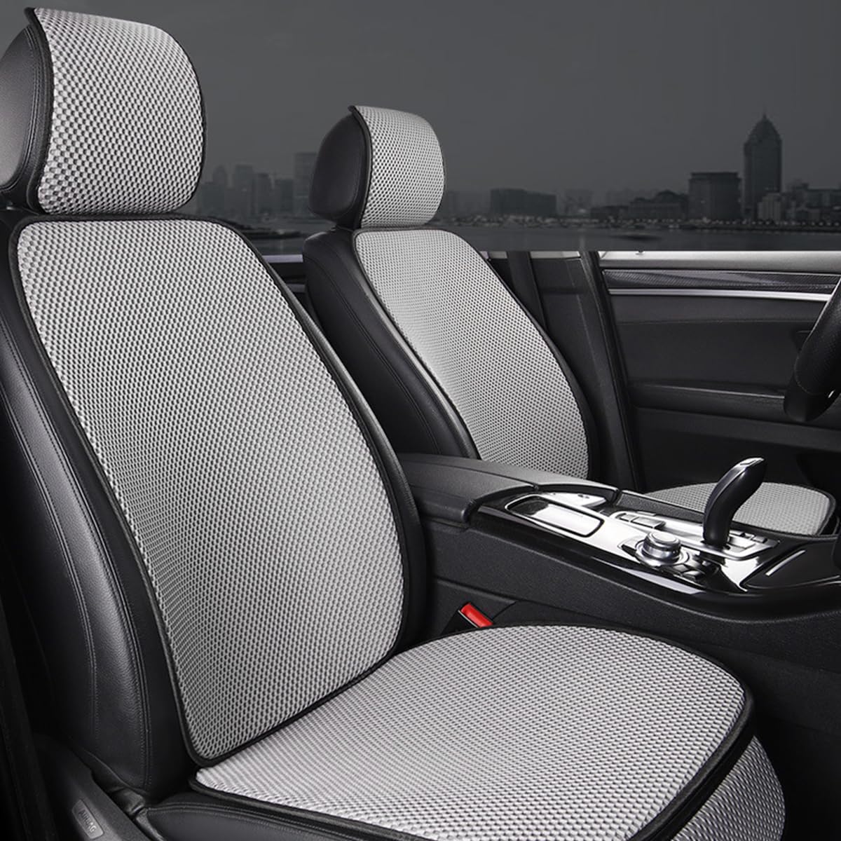 STHIRA Car Seat Cover for Summer with Non Slip Silicone Dots and Grey Polyester Fabric | Universal Fit
