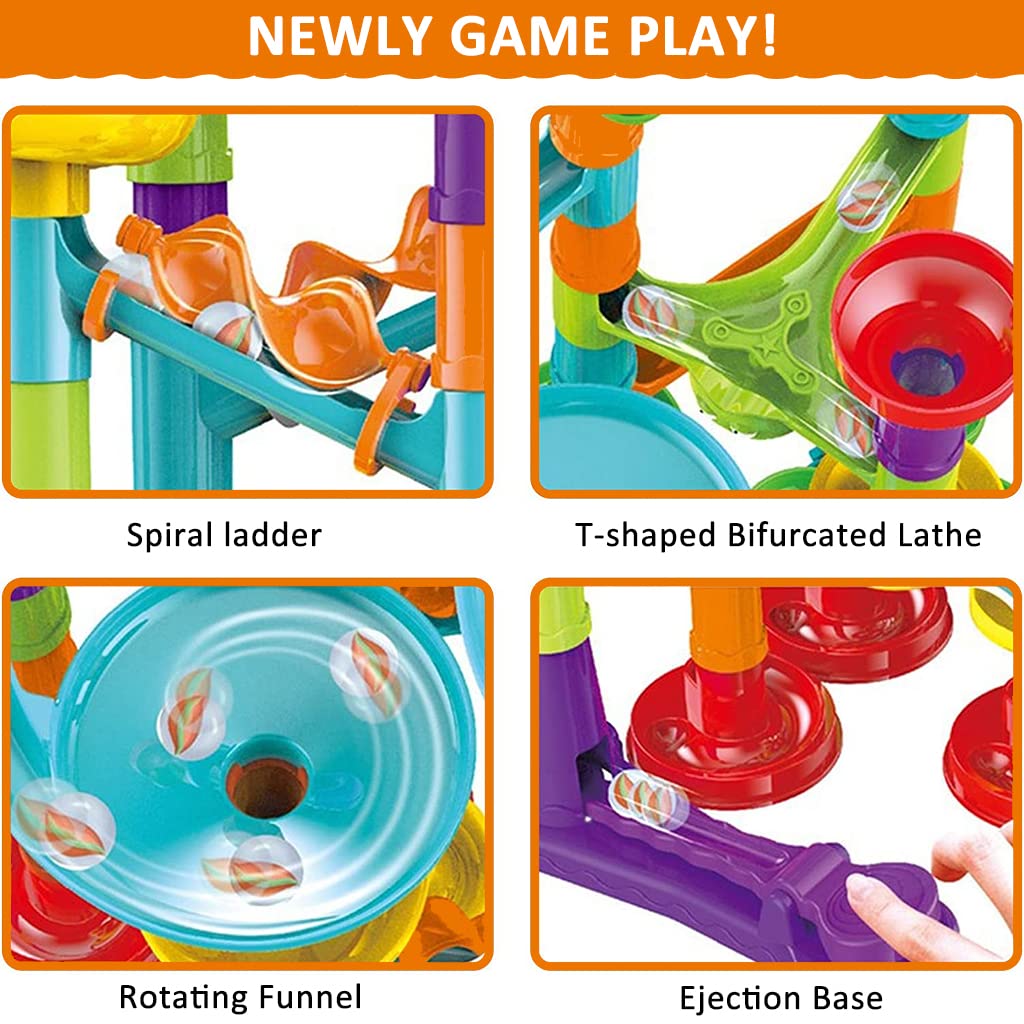 PATPAT Marble Run Toy for Kids with 50 pcs Connection Blocks and 4 Track Types | STEM Playset